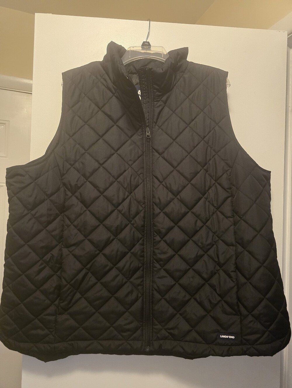 Lands' End Black Diamond-Quilted Puffer Vest - Size 3X